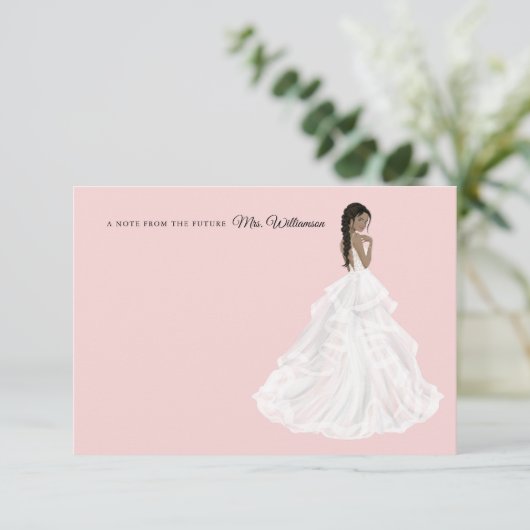 Bruid in jurk Bruidsfeest bedankkaart (Staand voorkant)