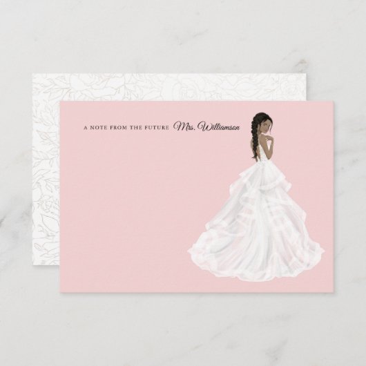 Bruid in jurk Bruidsfeest bedankkaart (Voorkant / Achterkant)