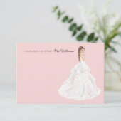 Bruid in jurk Bruiloft Bridal Shower Bedankkaart (Staand voorkant)