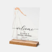 Bruid in jurk bruiloft feest welkom bord (Hoek)