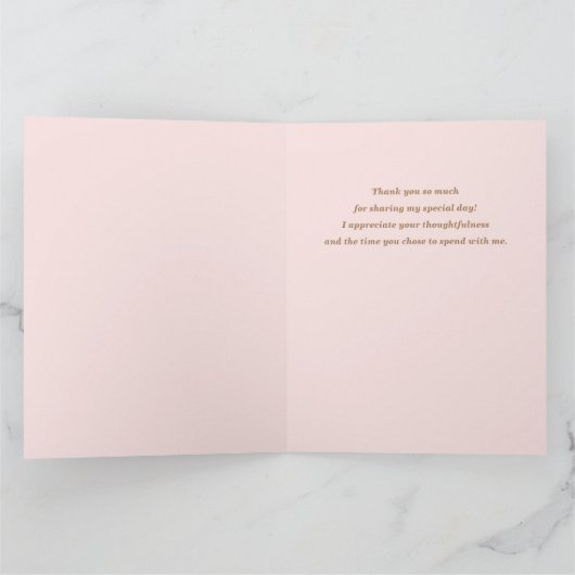 Bruid in jurk op roze kwarts bruidsdouche bedankkaart (Binnen)