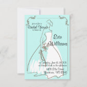 Bruid in jurk schets bruids douche uitnodiging (Voorkant)