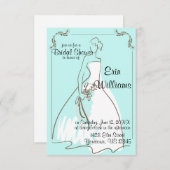 Bruid in jurk schets bruids douche uitnodiging (Voorkant / Achterkant)