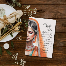 Bruid in Lehenga Choli Etnische Indiase Bruiloft S Bedankkaart