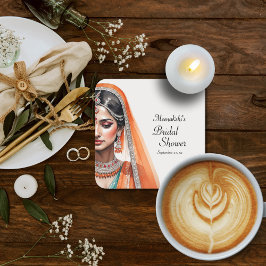 Bruid in Lehenga Choli Etnische Indiase Bruiloft S Kartonnen Onderzetters