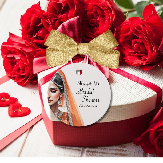 Bruid in Lehenga Choli Etnische Indiase Bruiloftfe Bedankjes Labels