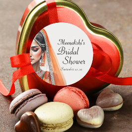 Bruid in Lehenga Choli Etnische Indiase Bruiloftfe Ronde Sticker