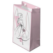 Bruid in mode roze cadeautas klein roze (Achterkant Gekanteld)