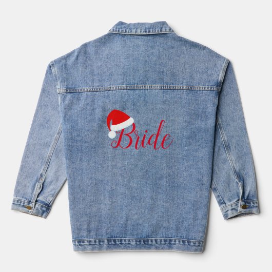Bruid in Rode Santa Hat Denim Jacket (Achterkant)