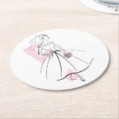 Bruid in roze onderzetter rond (Gebogen)
