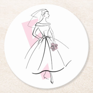 Bruid in roze onderzetter rond