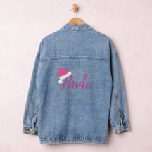 Bruid in Roze Santa Hat Denim Jacket