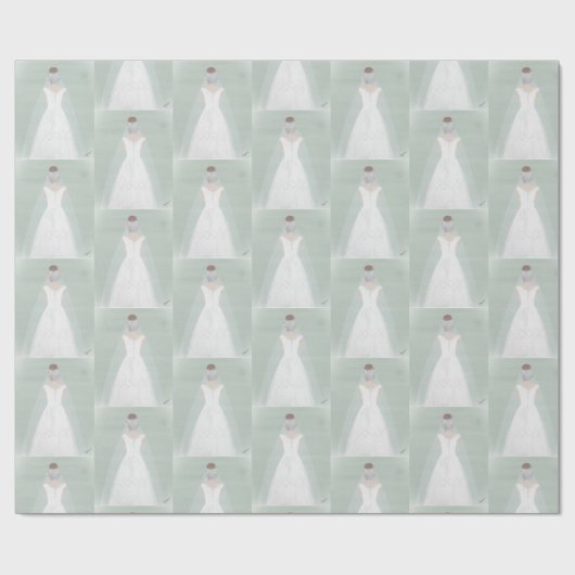 Bruid in trouwjurk cadeaupapier (Vlak)