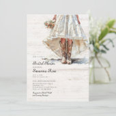 Bruid in trouwjurk Cowgirl Boots Vrijgezellenfeest Kaart (Staand voorkant)