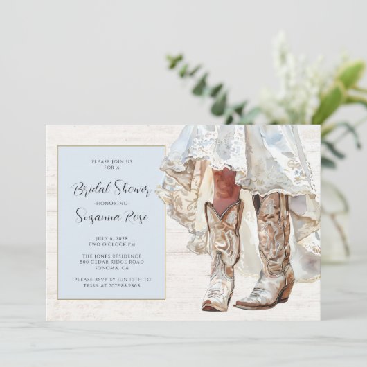 Bruid in trouwjurk Cowgirl laarzen in Kaart (Staand voorkant)