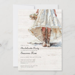 Bruid in trouwjurk Cowgirl vrijgezellenfeest Kaart