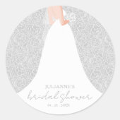 Bruid in Trouwjurk Grijs Vrijgezellenfeest Ronde Sticker (Voorkant)