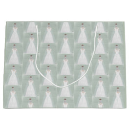 Bruid in trouwjurk groot cadeauzakje