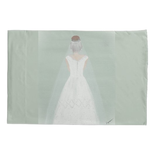 Bruid in trouwjurk kussensloop (Achterkant)