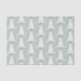 Bruid in trouwjurk tissuepapier