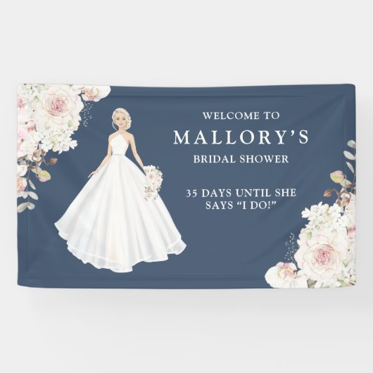 Bruid in Trouwjurk Vrijgezellenfeest Welkom Spandoek (Horizontaal)