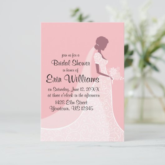 Bruid in Wedding Gown Bruids Douche Uitnodiging (Staand voorkant)