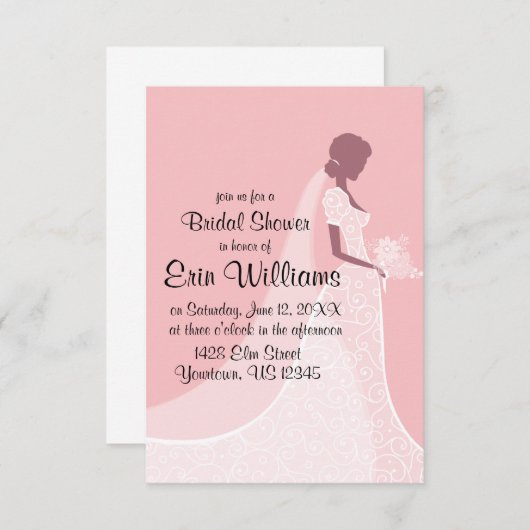 Bruid in Wedding Gown Bruids Douche Uitnodiging (Voorkant / Achterkant)