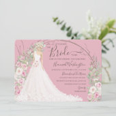 Bruid in witte jurk bruids thee douche kaart (Staand voorkant)