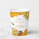 Bruid in wording | Waterverf bloemen bruidsdouche Papieren Bekers (Achterkant)