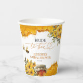 Bruid in wording | Waterverf bloemen bruidsdouche Papieren Bekers (Voorkant)