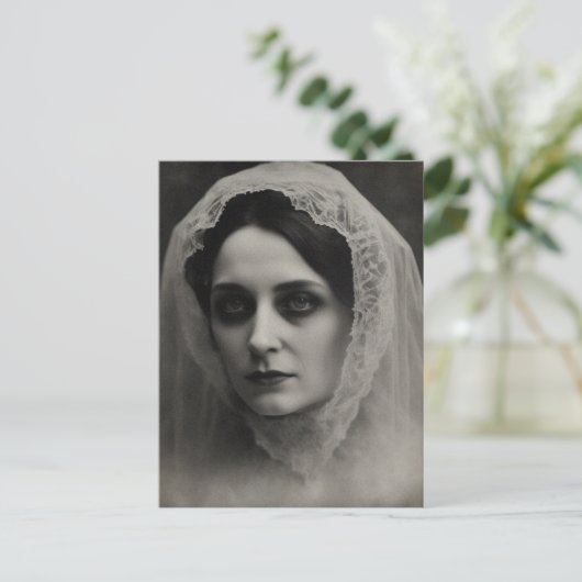 Bruid in zwart-wit briefkaart (Staand voorkant)