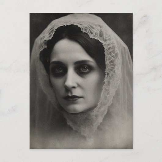 Bruid in zwart-wit briefkaart (Voorkant)