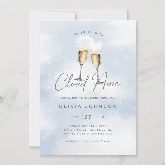 Bruid is op Cloud 9 Bridal Brunch Champagne Kaart (Voorkant)