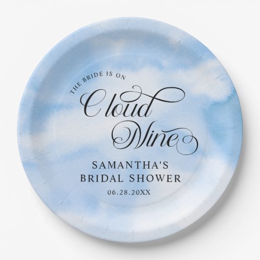 Bruid is op cloud negen Vrijgezellenfeest welkom Papieren Bordje (Voorkant)