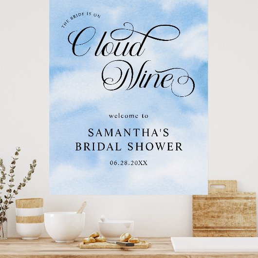 Bruid is op cloud negen Vrijgezellenfeest welkom Poster (Keuken)