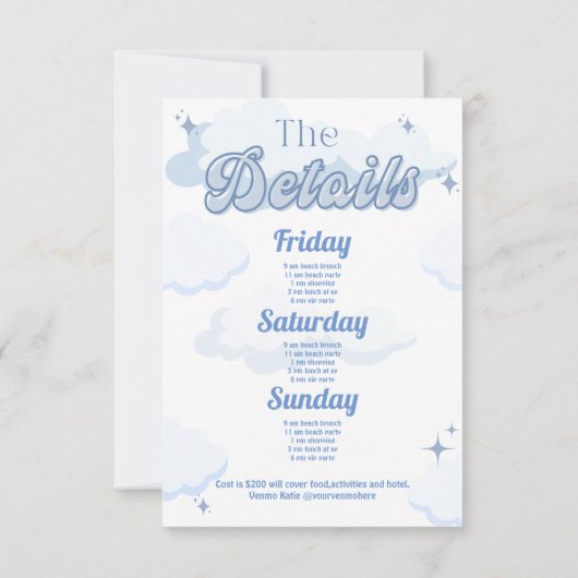 Bruid is op cloud negen vrijgezellenuitnodiging kaart (Achterkant)