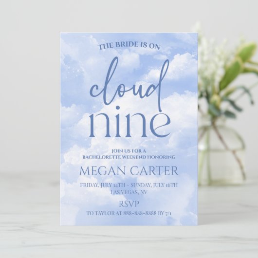 Bruid is op Cloud Nine Bachelorette Weekend Party Kaart (Staand voorkant)