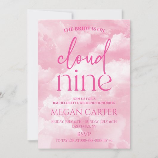 Bruid is op Cloud Nine Bachelorette Weekend Party Kaart (Voorkant)