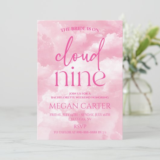 Bruid is op Cloud Nine Bachelorette Weekend Party Kaart (Staand voorkant)