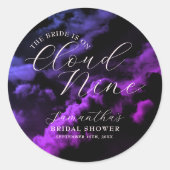 Bruid is op Cloud Nine Roze Blauw Vrijgezellenfees Ronde Sticker (Voorkant)