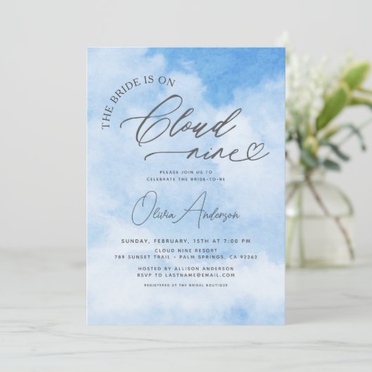 Bruid is op Cloud Nine Vrijgezellenfeest Kaart (Staand voorkant)