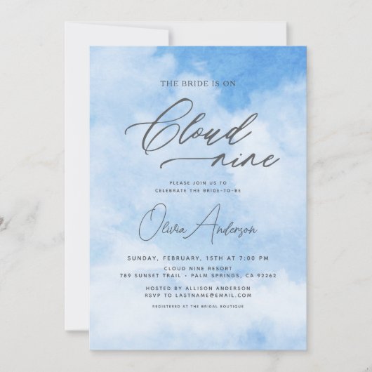 Bruid is op Cloud Nine Vrijgezellenfeest Kaart (Voorkant)