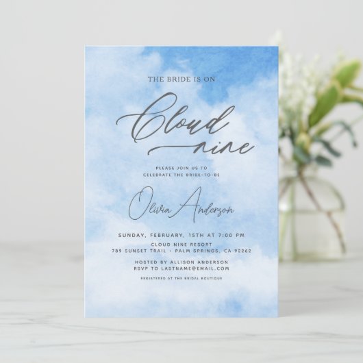 Bruid is op Cloud Nine Vrijgezellenfeest Kaart (Staand voorkant)