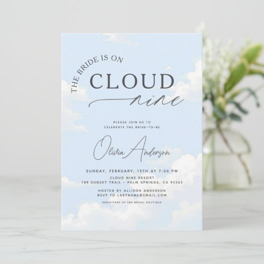 Bruid is op Cloud Nine Vrijgezellenfeest Kaart (Staand voorkant)