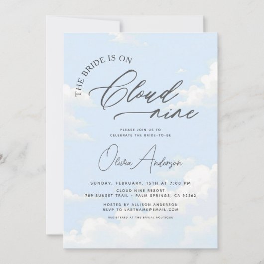 Bruid is op Cloud Nine Vrijgezellenfeest Kaart (Voorkant)