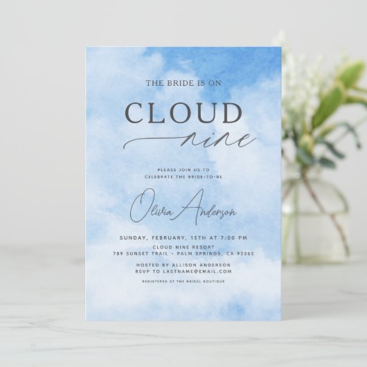 Bruid is op Cloud Nine Vrijgezellenfeest Kaart (Staand voorkant)