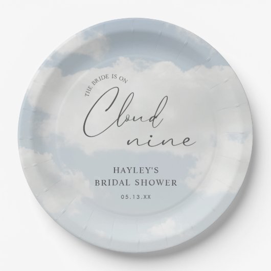 Bruid is op Cloud Nine Vrijgezellenfeest Papieren Bordje (Voorkant)