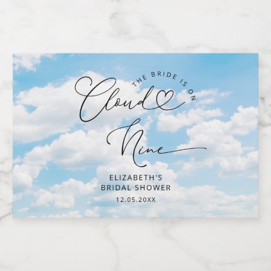 Bruid is op Cloud Nine Vrijgezellenfeest Sparkling Wijnetiket (Enkel label)