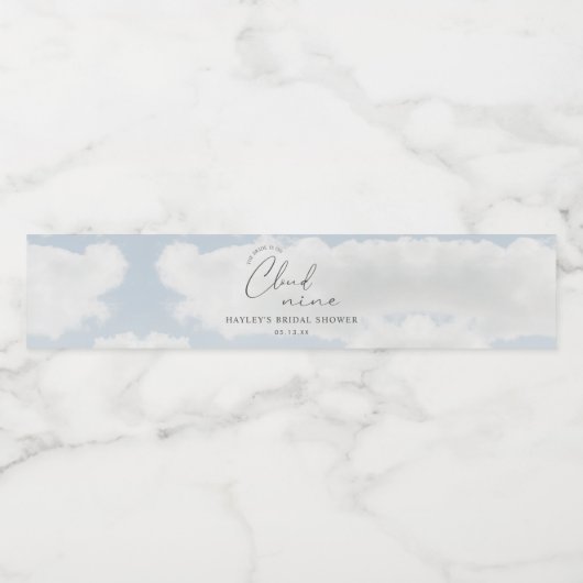 Bruid is op Cloud Nine Vrijgezellenfeest Waterfles Etiket (Enkel label)