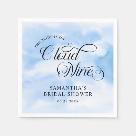 Bruid Is Op Wolk 9 Bruidsfeest Verwelkoming Servet (Voorkant)